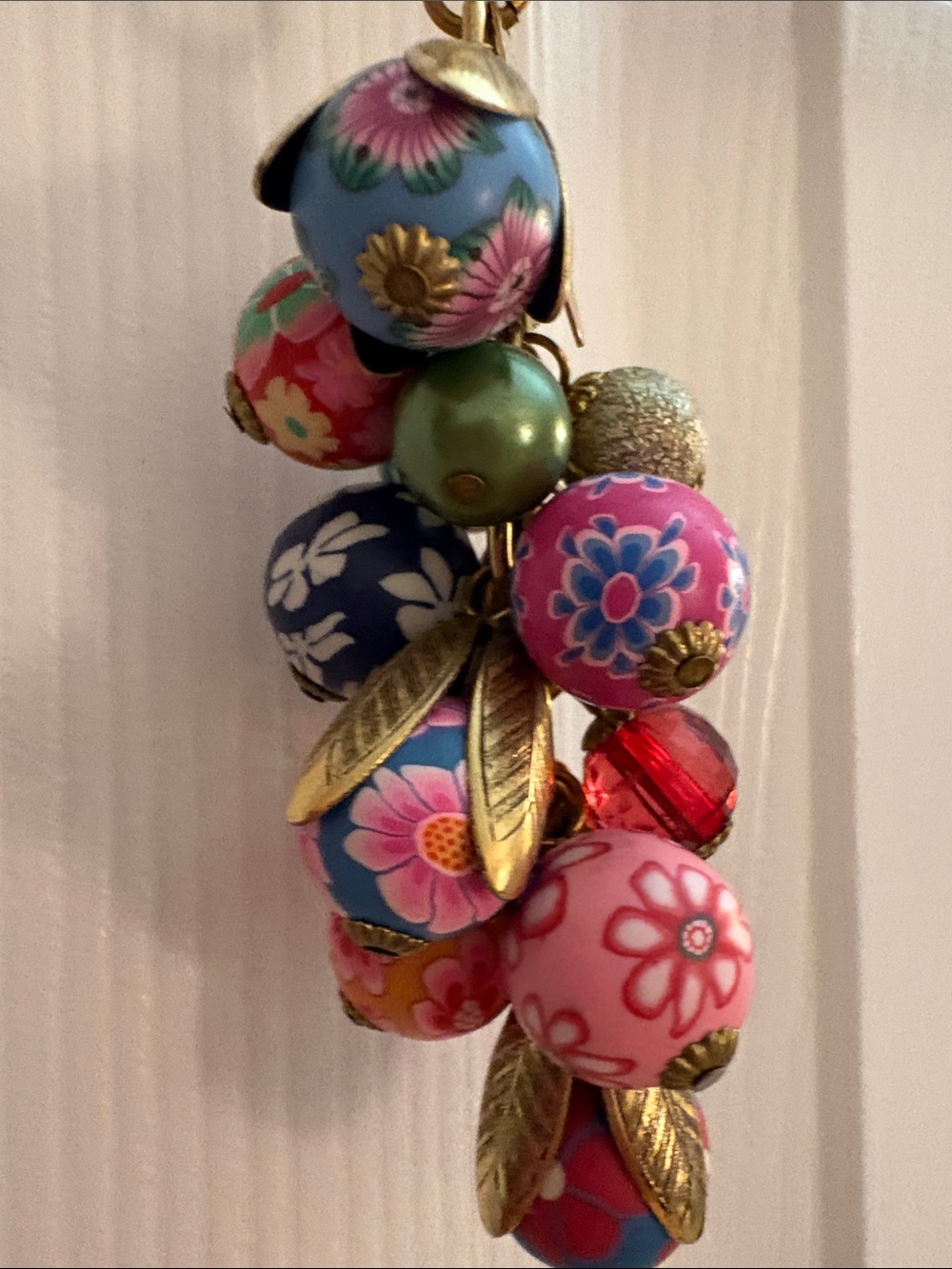 Lenora Dame Colorful Bead Cluster Keychain Charm - Gold Hardware. - Picture 3 of 4